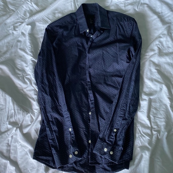 H&M Navy Polka Dot Shirt - Picture 1 of 4